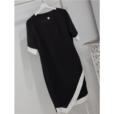 Платье Size plus классика черное с белыми линиями K7-34