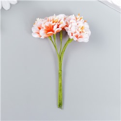 Цветы для декорирования "Пион Лоллипоп" 1 букет=6 цветов бело-оранжевый 9 см