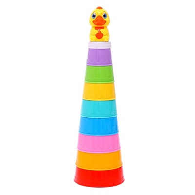 Развивающая пирамидка «Утёнок» с наклейками, 9 предметов, цвета МИКС