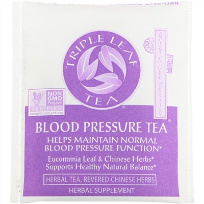 Triple Leaf Tea, Артериальное давление, 20 чайных пакетиков, 1,06 унц. (30 г)