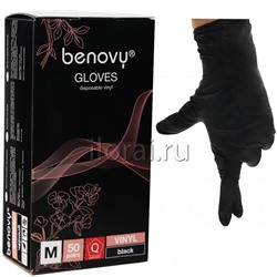 Перчатки виниловые чёрные GLOVES Benovy