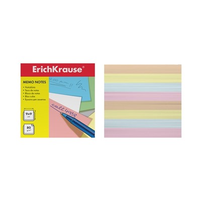 Бумага для заметок ErichKrause, 90 x 90 x 90 мм, в чёрном картонном боксе, белый