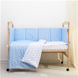 Комплект в кроватку 6 пр. "Ноченька" (борт из 4-х частей), цвет голубой, бязь хл100%
