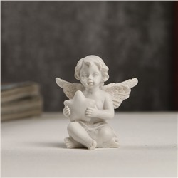 Сувенир полистоун "Белоснежный ангелочек со звёздочкой" страза 5х4,8х3 см