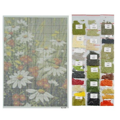 Алмазная мозаика «Ромашковое поле» 20 × 28 см, 25 цвета