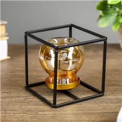Подсвечник металл, стекло на 1 свечу "Чёрный куб" МИКС 10,2х10,2х10,2 см