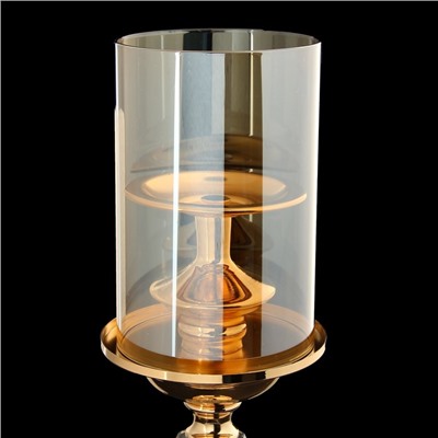 Подсвечник металл, стекло на 1 свечу "Лёд и пламя" золото 41х14х14 см