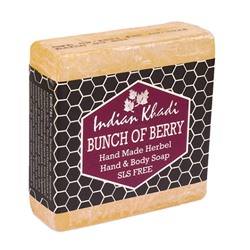 Мыло Ягода ручной работы без SLS Кхади Bunch of Berry Hand Made Herbel Soap SLS Free Indian Khadi 100 гр.