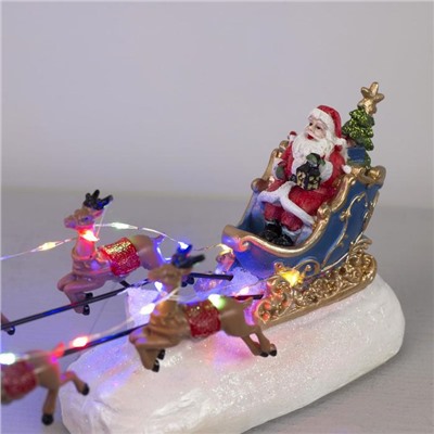 Светодиодная фигура «Упряжка Деда Мороза» 38 × 12 × 10 см, полистоун, батарейки ААх3 (не в комплекте), свечение мульти
