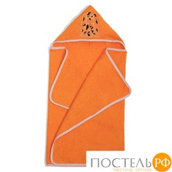 Полотенце с капюшоном, махра цв апельсин, вышивка Собачка 60х120