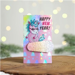 Новогодняя заколка на открытке Happy New Year!, 6,5 х 11 см