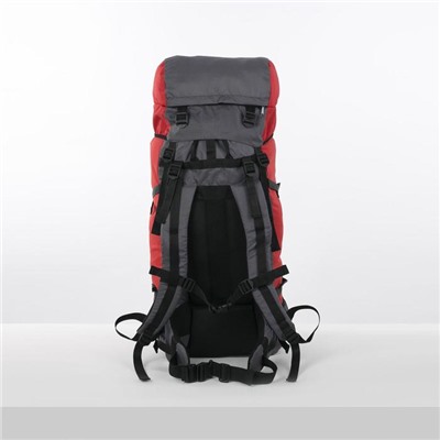 Рюкзак туристический, 60 л, отдел на шнурке, наружный карман, 2 боковые сетки, цвет серый/красный