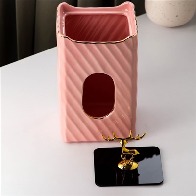 Салфетница «Золотой олень», 12×10×25 см, цвет розовый