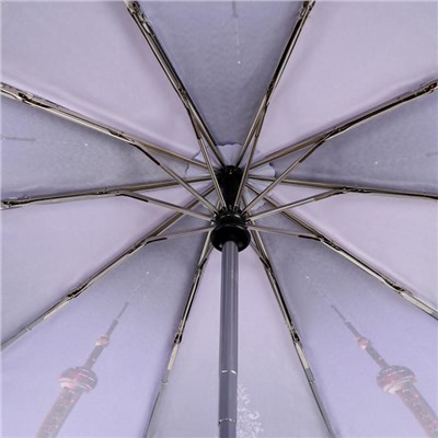 Зонт автоматический «Города», 3 сложения, 10 спиц, R = 52 см, цвет МИКС