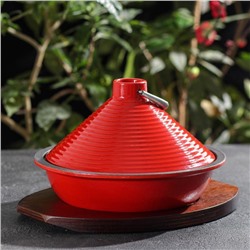 Сковорода-тажин с доской для подачи, 23,5×16 см, цвет красный