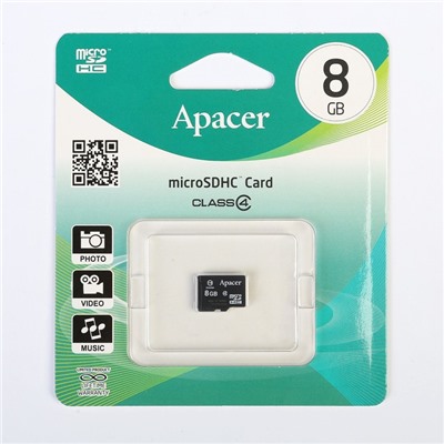 Карта памяти microSDHC Apacer, 8 GB, class 4