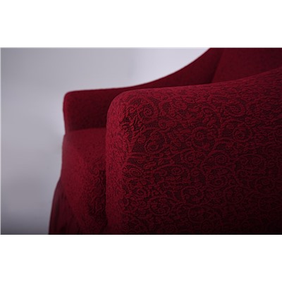 Чехол Жаккард на 3-х местный диван без оборки, цвет Бордовый