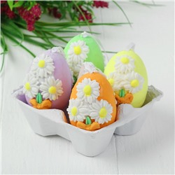 Яйца - подвески для декорирования «Цветочки», набор 4 шт, размер 1 шт: 6×4,5 см