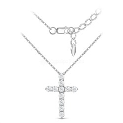 Колье крест из серебра с фианитами родированное кц-2023р200