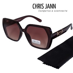 Очки солнцезащитные CHRIS JANN с салфеткой женские коричневые