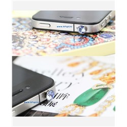 Штекер для Iphone в разъем для наушников "Кристалл" Декор+защита от пыли. Фасовка 10 штук, цвета в ассортименте 904492
