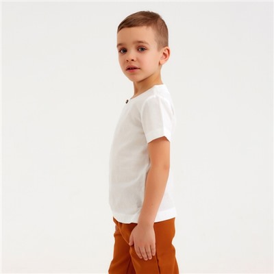 Рубашка для мальчика MINAKU: Cotton Collection цвет белый, рост 110