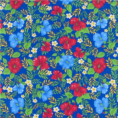 Ткань на отрез фланель 90 см 134-2П Цветы на синем