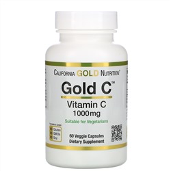 California Gold Nutrition, Gold C, витамин C, 1000 мг, 60 растительных капсул