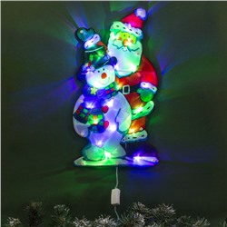 Светодиодная фигура «Дед Мороз и снеговик» 24 × 45 см, пластик, 220 В, свечение мульти (RG/RB)