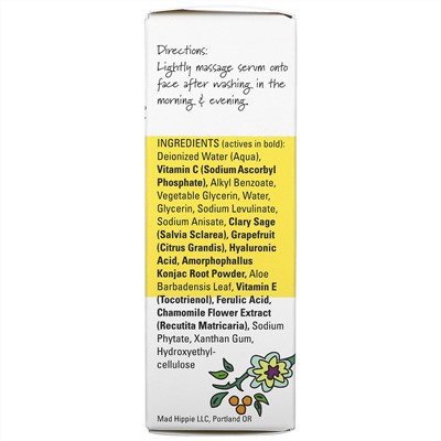 Mad Hippie Skin Care Products, сыворотка с витамином С, 8 активных ингредиентов, 30 мл (1,02 жидк. унции)