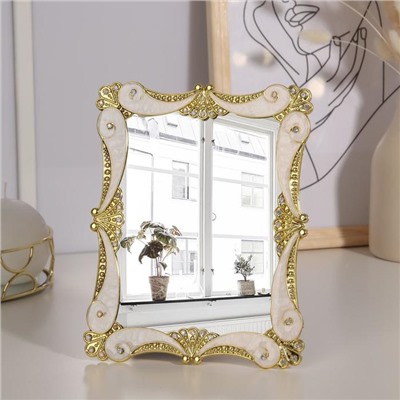 Зеркало интерьерное в подарочной упаковке, зеркальная поверхность 12 × 16 см, цвет бежевый/золотистый