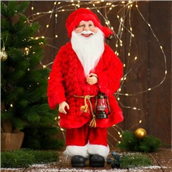 Дед Мороз "В красной шубе с пояском, с фонариком" 25х45 см