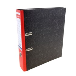 Папка-регистратор А4, 70мм Original, собранный, мраморный, красный, пластиковый карман, металлический кант, картон 2мм, вместимость 450 листов