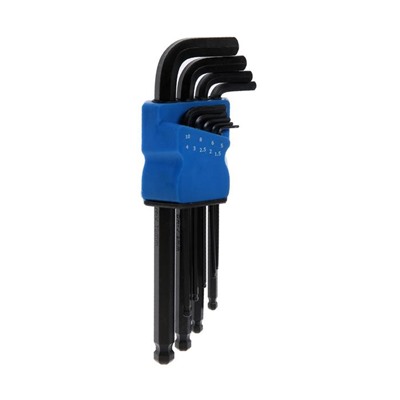 Набор ключей шестигранных ТУНДРА black, удлиненных. с шаром, CrV, 1.5 - 10 мм, 9 шт.