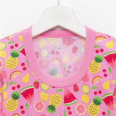 Пижама для девочки, цвет розовый/фрукты, рост 98 см