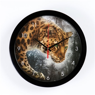 Часы настенные, серия: Животный мир, "Ягуар", плавный ход, d=28 см