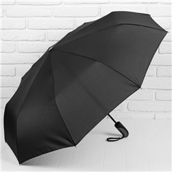 Зонт автоматический, 3 сложения, 9 спиц, R = 50 см, цвет чёрный
