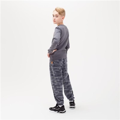 Брюки для мальчика, цвет серый/камуфляж, рост 98-104 см (28)