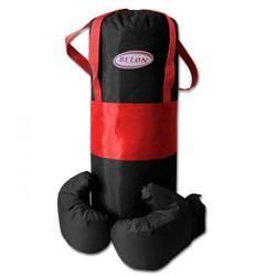 Belon Набор для бокса НБ-002-КЧ Груша 50хd20см с перчатками, цв. красный + черный, ткань Оксфорд