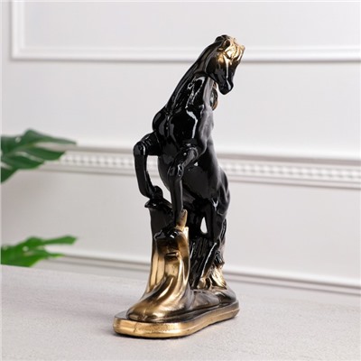 Статуэтка "Конь на дыбах", чёрная, покрытие лак, гипс, 30 см