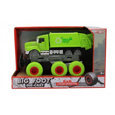 Машина пластиковая FUNKY TOYS FT61088 Мусоровоз с краш-эффектом, кабина die-cast, 6*6