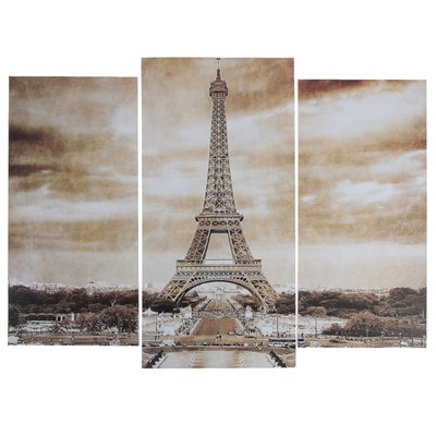 Модульная картина "Ретро Париж"  (2-25х52; 1-30х60) 60х80 см