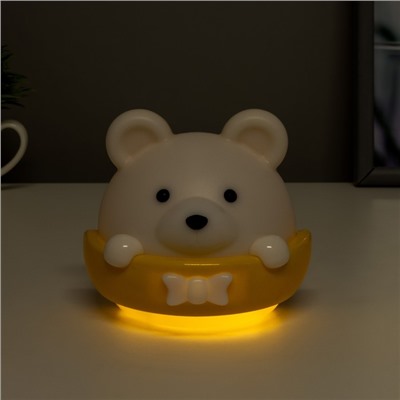 Ночник с ПДУ "Мишутка"  LED 2Вт 10 режимов USB белый 10х10х9 см