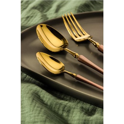 Набор столовых приборов Magistro «Фьюжн», 4 предмета, цвет металла золотой, розовые ручки