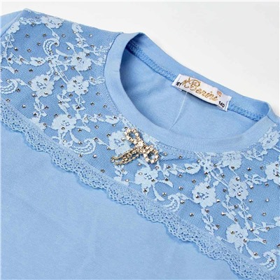 Блузка Benini голубого цвета длинный рукав для девочки