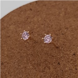Серьги гвоздики коллекция Xuping ML покрытие позолота светло-розовый камень
