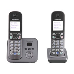 Радиотелефон Dect Panasonic KX-TG6822RUM серый металлик, автооветчик, АОН