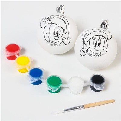 Набор для творчества "Новогодний шар" Микки Маус + краски, набор 2 шт
