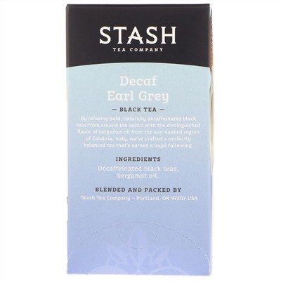 Stash Tea, Black Tea, Decaf Earl Grey, 18 Tea Bags, 1.1 oz (33 g)