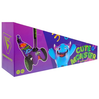 Самокат GRAFFITI CUTE MONSTER, колёса PU 120/80 мм, ABEC 7